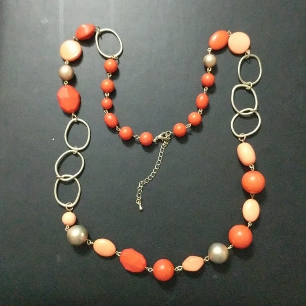 Orange and‎ gold statement necklace